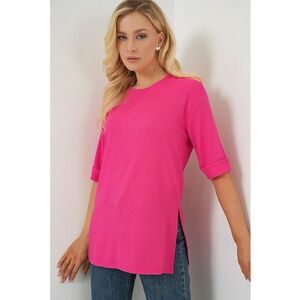 Tricou dama HiCCUP - texturat - roz - poliester - maneca lunga imagine
