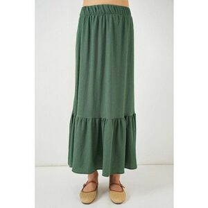 Fusta maxi HiCCUP - texturata - talie elastica - verde - poliester/lycra imagine