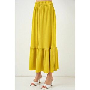 Fusta maxi texturata HiCCUP - talie elastica - galben - poliester-lycra imagine