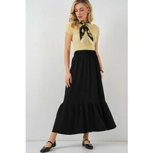 Fusta maxi - HiCCUP - texturata - talie elastica - negru - poliester-lycra - Negru imagine