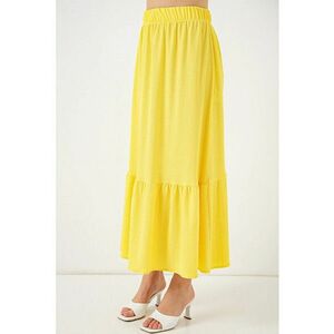 Fusta maxi HiCCUP - talie elastica - galben - poliester-lycra imagine
