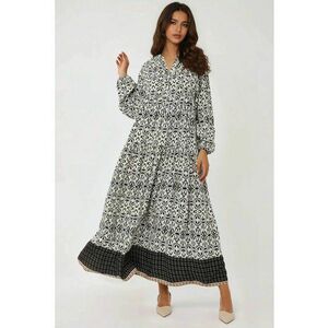 Rochie maxi - imprimeu - negru - textil imagine