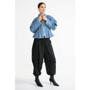 Jacheta plisse din denim - Albastru melange imagine