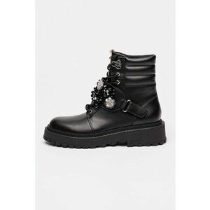 Bocanci din piele cu garnituri din piele ecologica Rumi - Negru imagine