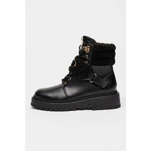 Bocanci cu garnituri din material teddy Rumi - Negru imagine
