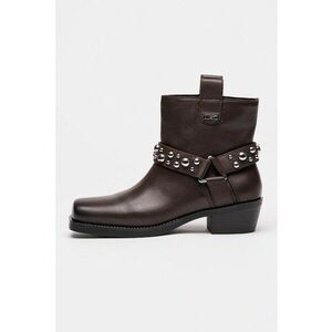 Ghete de piele cu varf patrat si toc Roxy 01 - Maro cognac imagine