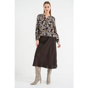 Bluza lejera cu decolteu in V - Alb/Maro inchis/Galben mustar imagine