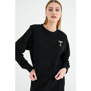 Bluza de trening de bumbac cu decolteu la baza gatului - Negru imagine