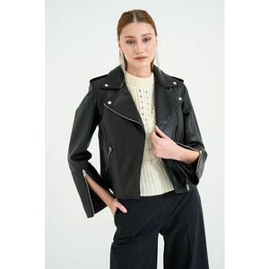 Jacheta biker de piele Lujana - Negru imagine