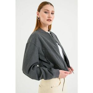 Jacheta bomber crop cu terminatie elastica Amirana - Gri inchis imagine
