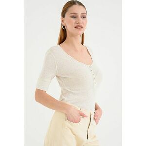Bluza slim fit cu maneci scurte Espen - Bej imagine