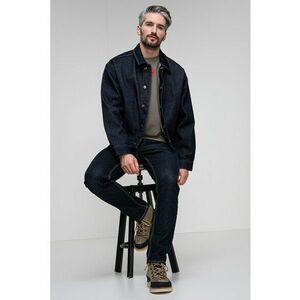 Jacheta de denim cu aplicatie logo - Bleumarin imagine