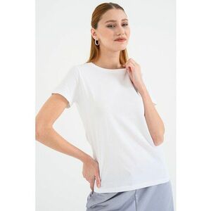 Tricou de bumbac cu decolteu la baza gatului Esogo - Alb imagine