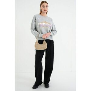 Bluza de trening cu design grafic Eland - Gri melange/Lila imagine