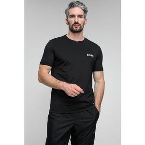 Tricou cu logo contrastant - Negru imagine