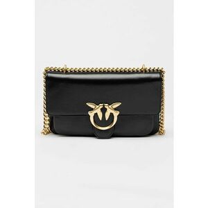 Geanta crossbody de piele cu bareta din lant - Negru imagine