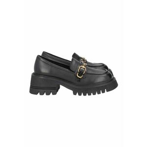 Pantofi loafer de piele cu catarame metalice - Negru imagine