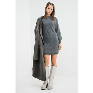 Rochie mini cu decolteu la baza gatului si maneci lungi - Gri/Argintiu imagine
