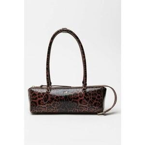 Geanta bowler de piele ecologica cu animal print Remie - Negru/Maro imagine