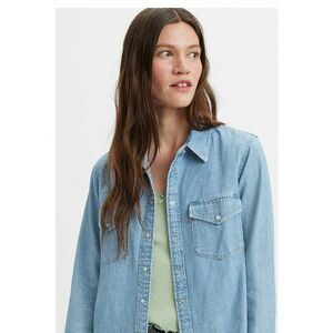Camasa de denim cu buzunare pe piept - Albastru pastel imagine