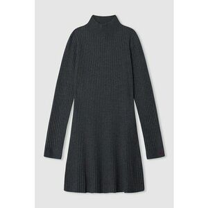 Rochie scurta cu guler inalt - Negru melange imagine