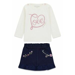 Set de bluza cu broderie text si fusta-pantalon - 2 Piese - Lila/Alb murdar/Bleumarin imagine