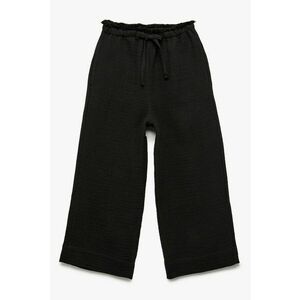 Pantaloni cu croiala ampla si snur de ajustare in talie - Negru imagine