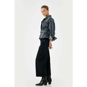 Blugi crop cu croiala ampla - Negru imagine