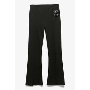 Pantaloni evazati cu catarame decorative - Negru imagine