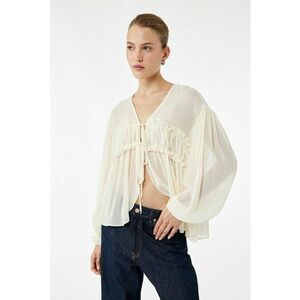 Bluza semitransparenta cu decolteu in V - Crem imagine