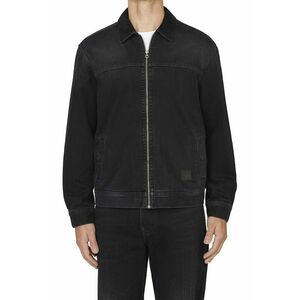 Jacheta de denim cu fermoar - Negru stins imagine