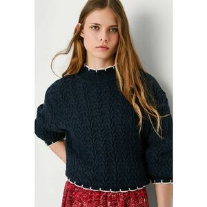 Pulover cu model torsade - Albastru ultramarin imagine
