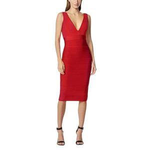 Rochie midi creion cu fermoar pe partea din spate - Rosu imagine