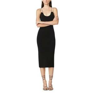 Rochie elastica - cu bretele cu cristale aplicate manual - Negru imagine