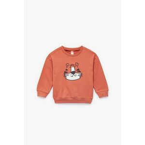 Bluza de trening cu decolteu la baza gatului si broderie - Coral imagine