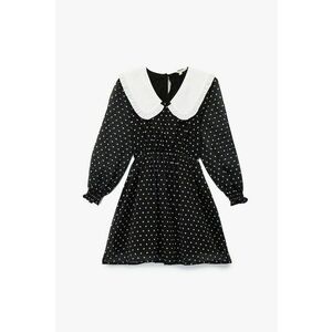 Rochie cu maneci lungi si guler doll - Alb/Negru imagine