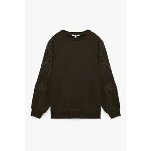 Bluza de trening cu decoratii pe maneci - Maro inchis imagine