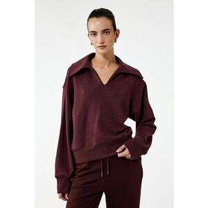 Bluza de trening din amestec de bumbac cu decolteu in V - Visiniu imagine