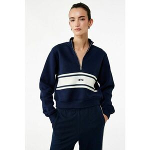 Bluza de trening cu fenta cu fermoar - Albastru inchis/Alb murdar imagine