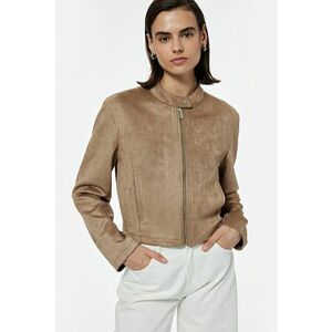 Jacheta crop Radford de piele intoarsa ecologica - Caramel imagine