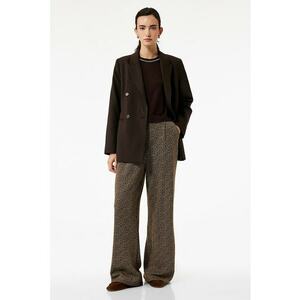 Pantaloni cu croiala ampla si model Herringbone - Maro imagine