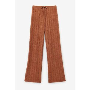 Pantaloni texturati cu snur - Maro scortisoara imagine