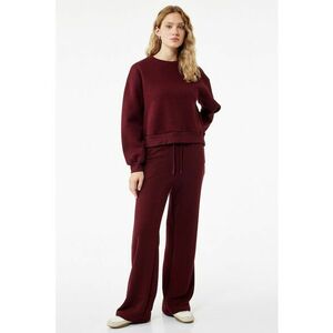 Pantaloni relaxed fit cu snur pentru ajustare - Visiniu imagine