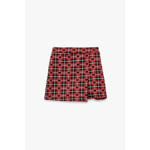 Fusta-pantalon cu talie elastica - Alb/Negru/Coral imagine