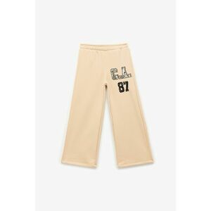 Pantaloni de trening din amestec de bumbac cu paiete - Bej inchis/Argintiu imagine