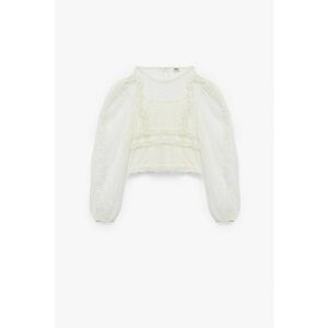 Bluza semitransparente cu maneci bufante - Alb fildes imagine