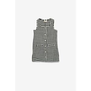 Rochie tricotata cu nasturi si model houndstooth - Alb/Negru imagine