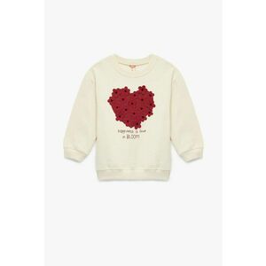 Bluza cu broderie florala - Rosu/Bej imagine
