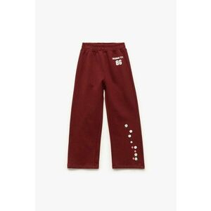 Pantaloni de trening din bumbac cu talie medie - Alb/Rosu inchis imagine