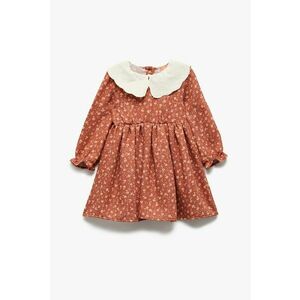 Rochie cu maneci lungi si decolteu Peter Pan - Alb/Rosu vermillion imagine